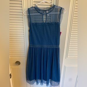 Xhilaration teal dress with sheer tulle overlay